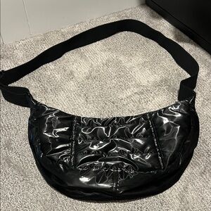Shiny Black Crossbody Bag American eagle offline puffer purse